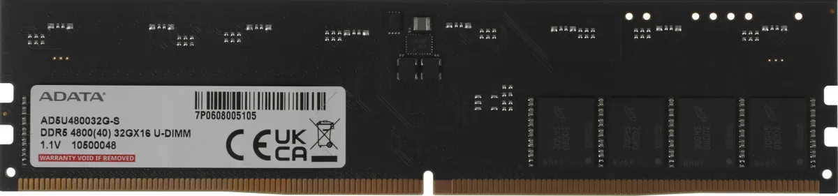 картинка DIMM DDR5 32Gb 4800MHz PC5-38400 A-Data CL40 1.1V (AD5U480032G-S) от магазина КомпьютерЦентр