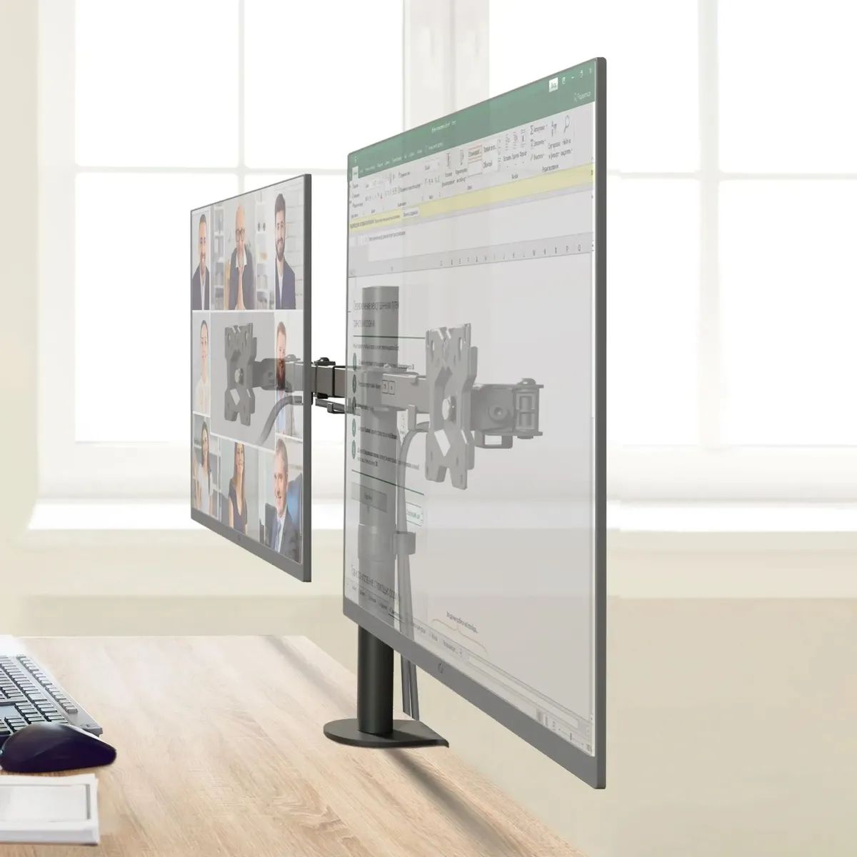 картинка Крепление Onkron D221E для двух мониторов 13''-32'' настольный, черный от магазина КомпьютерЦентр