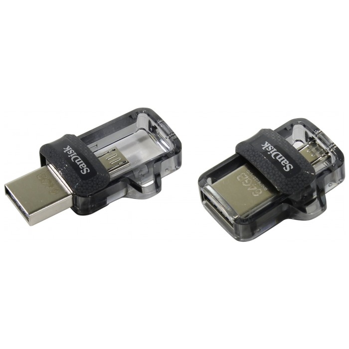 картинка Флешка USB SanDisk  64Gb Ultra Dual Drive USB 3.0 Black (SDDD3-064G-G46) от магазина КомпьютерЦентр