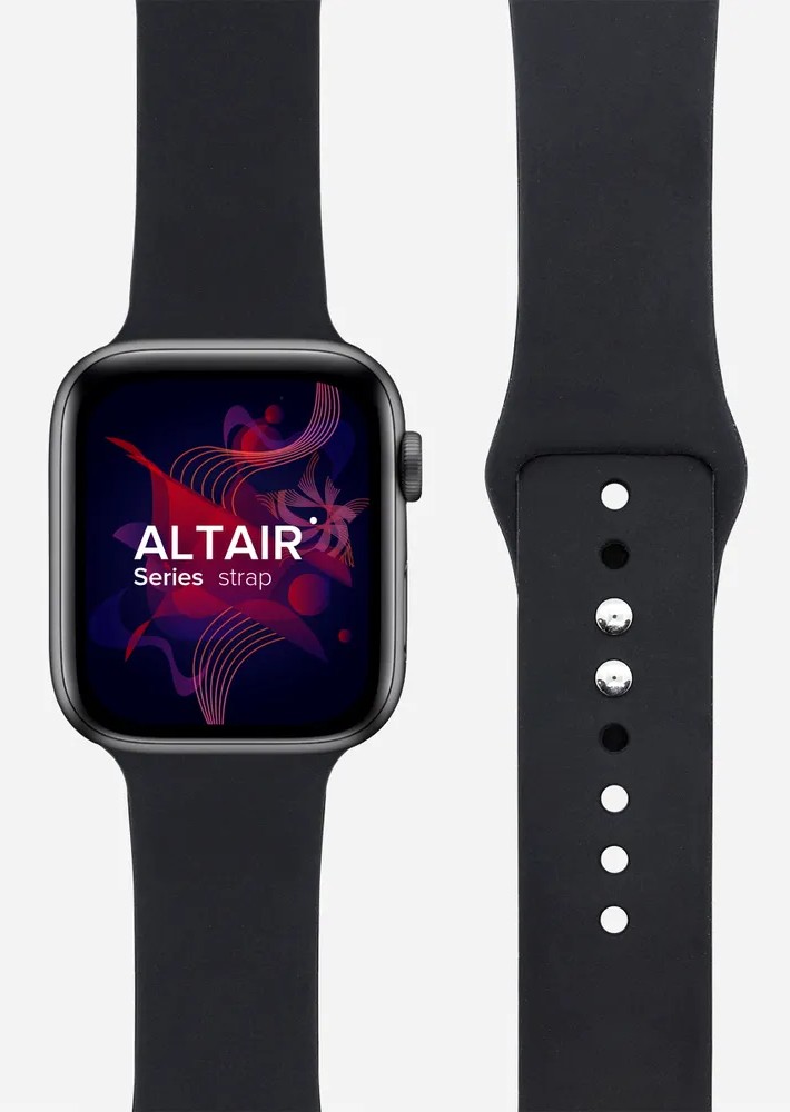 картинка Силиконовый ремешок для Apple Watch 42/ 44/ 45/ 49 mm LYAMBDA ALTAIR DS-APS08-44-BK, черный от магазина КомпьютерЦентр