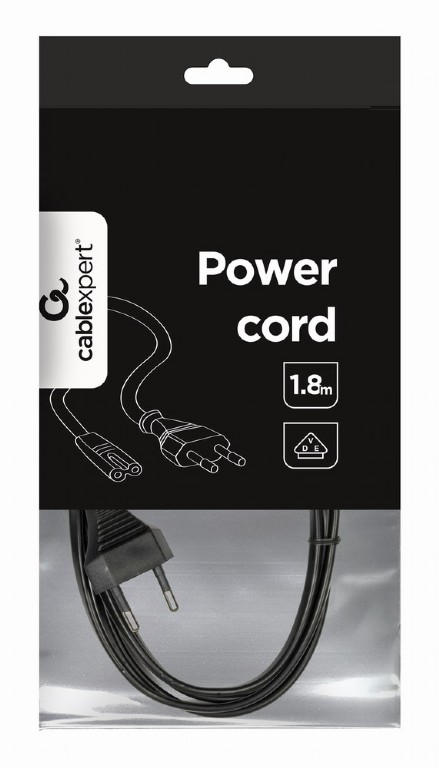картинка Кабель силовой Cablexpert PC-184-VDE-1M, 1 м CCE / 16 - C7, VDE, 2-pin, 2х0,75, черный, пакет (19295) от магазина КомпьютерЦентр