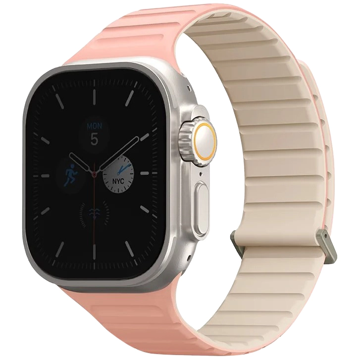 картинка Ремень силиконовый Uniq REVIX EVO для Apple Watch 41/ 40/ 38, цвет розовый/ слоновая кость (CREPE PINK/ IVORY) от магазина КомпьютерЦентр