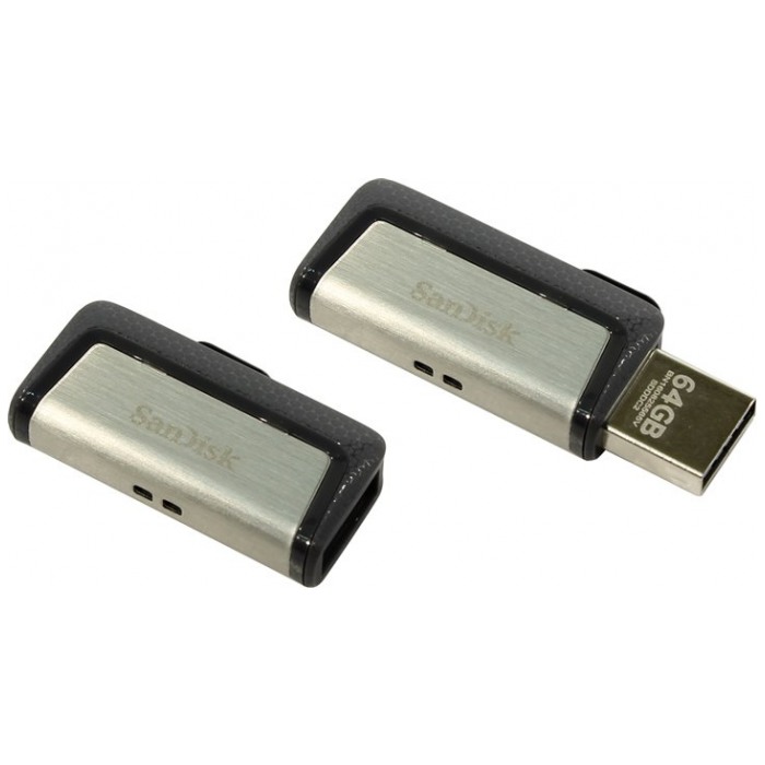 картинка Флешка USB SanDisk 64Gb Ultra Dual Gray USB 3.1 / Type-C (SDDDC2-064G-G46) от магазина КомпьютерЦентр