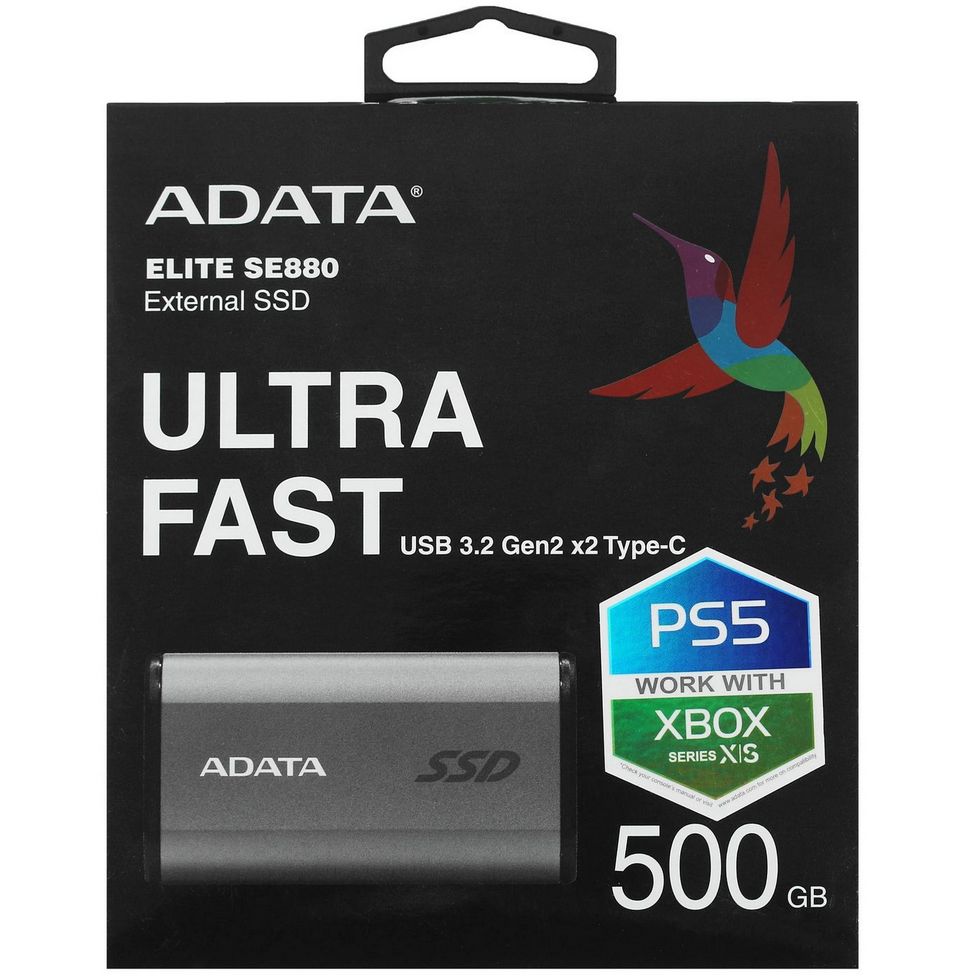 картинка SSD внешний 500Gb A-DATA External SE880 Portable USB Type-C Gray (AELI-SE880-500GCGY) от магазина КомпьютерЦентр