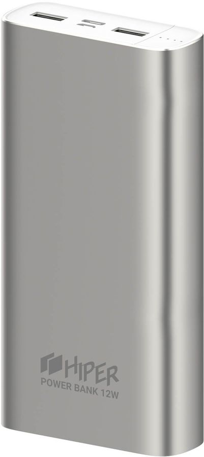 картинка Дополнительный внешний аккумулятор Hiper Metal20K 20000mAh 2.4A 2xUSB Silver (Metal 20K Silver) от магазина КомпьютерЦентр