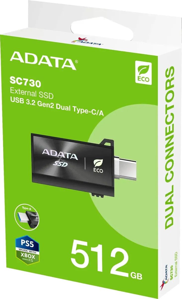 картинка SSD внешний 512 Гб AData SC730 Black Portable USB3.2 Gen2 (SC730-512G-CACTI) от магазина КомпьютерЦентр