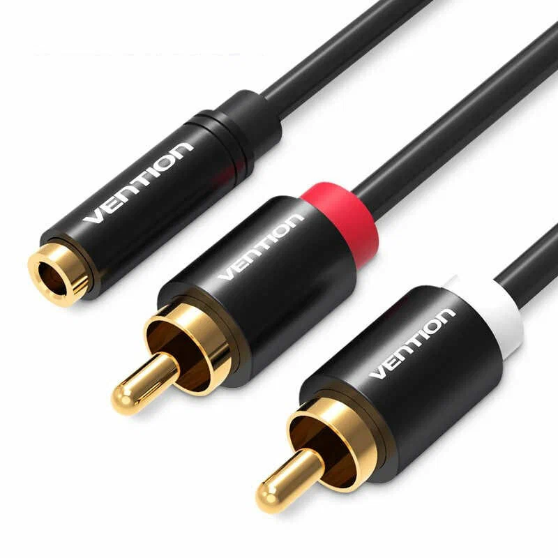 картинка Кабель Vention аудио Jack 3,5 mm F/ 2RCA M - 1м Серый/ Черный VAB-R01-S100 от магазина КомпьютерЦентр