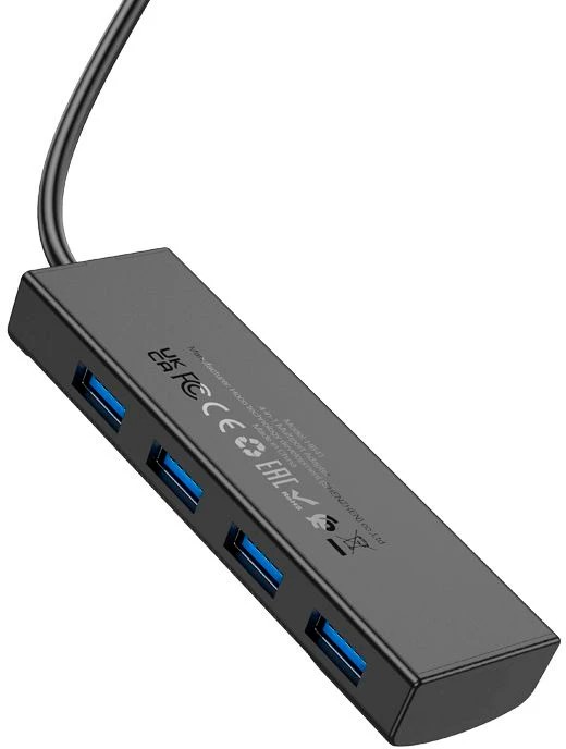 картинка HUB 4-port Hoco HB41, 4xUSB3.0, 0.2м, черный от магазина КомпьютерЦентр
