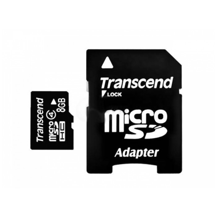 картинка Карта памяти Transcend 8Gb microSDHC Class 4 + SD adapter (TS8GUSDHC4) от магазина КомпьютерЦентр