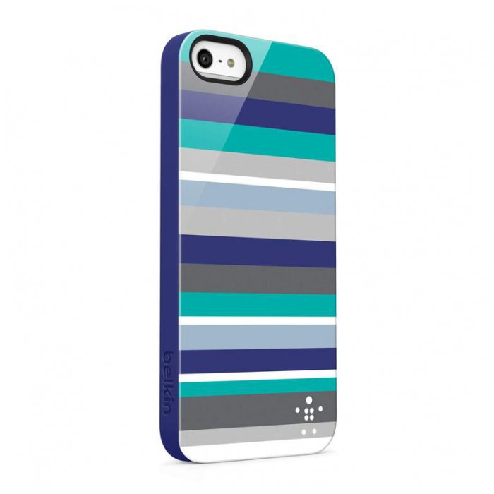 картинка Чехол Belkin Shield Stripe Blue for iPhone 5/ 5s (F8W124vfC01) от магазина КомпьютерЦентр