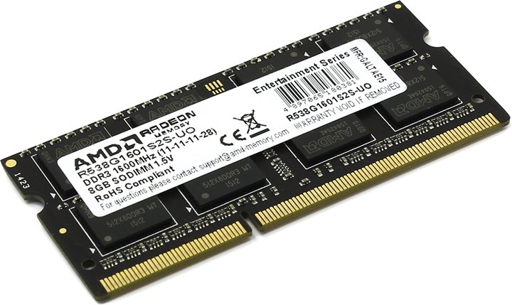 картинка SO-DIMM DDR3 8Gb 1600MHz PC3-12800 AMD 1.5V (R538G1601S2S-UO) от магазина КомпьютерЦентр