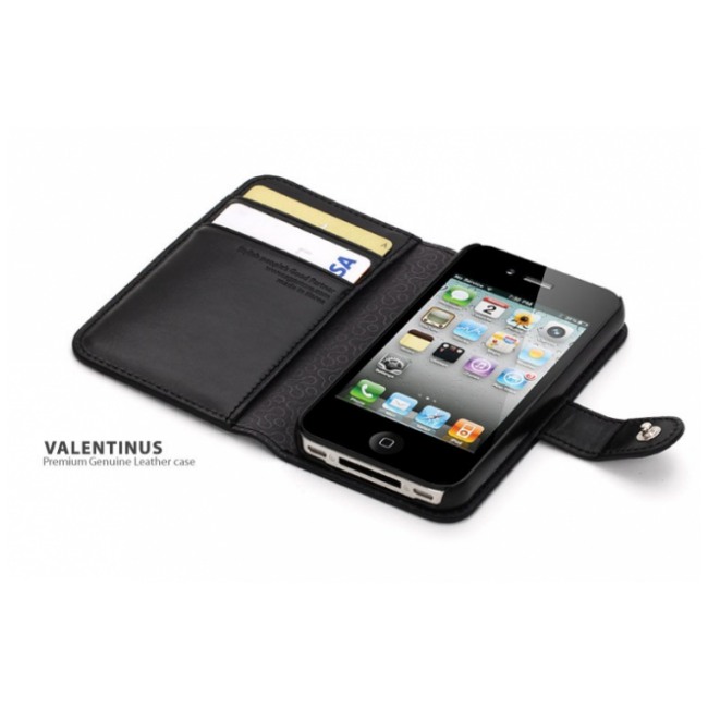 картинка Чехол SGP Leather Wallet Case Valentinus Black for iPhone 4/ 4S (SGP08525) от магазина КомпьютерЦентр