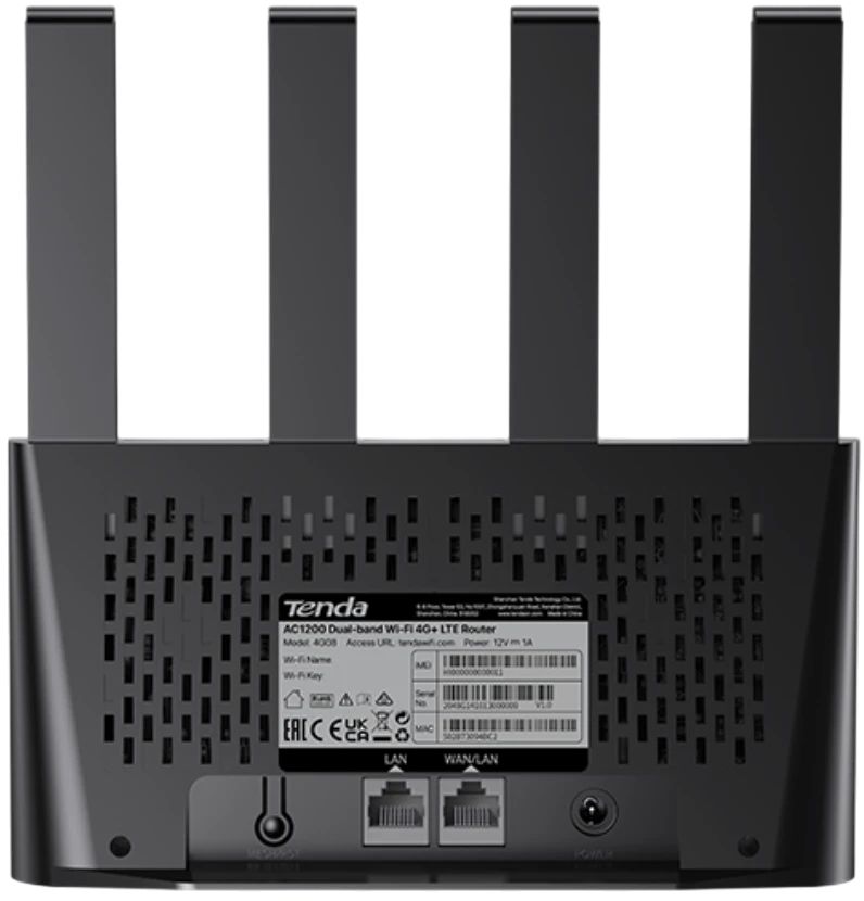 картинка Маршрутизатор Tenda 4G08 4G, Wi-Fi 802.11ac, 1167Mb, 2 LAN 100/ 1000Mb, 4 антенны от магазина КомпьютерЦентр