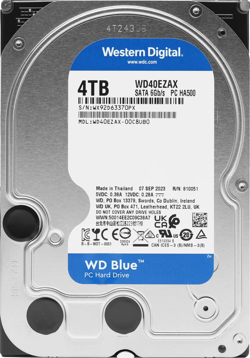 картинка HDD 4.0TB Western Digital 3.5'' Desktop Blue; WD40EZAX от магазина КомпьютерЦентр