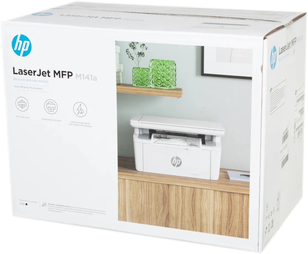 картинка МФУ лазерное HP LaserJet MFP M141a черно-белая печать, A4, цвет белый (7MD73A) от магазина КомпьютерЦентр