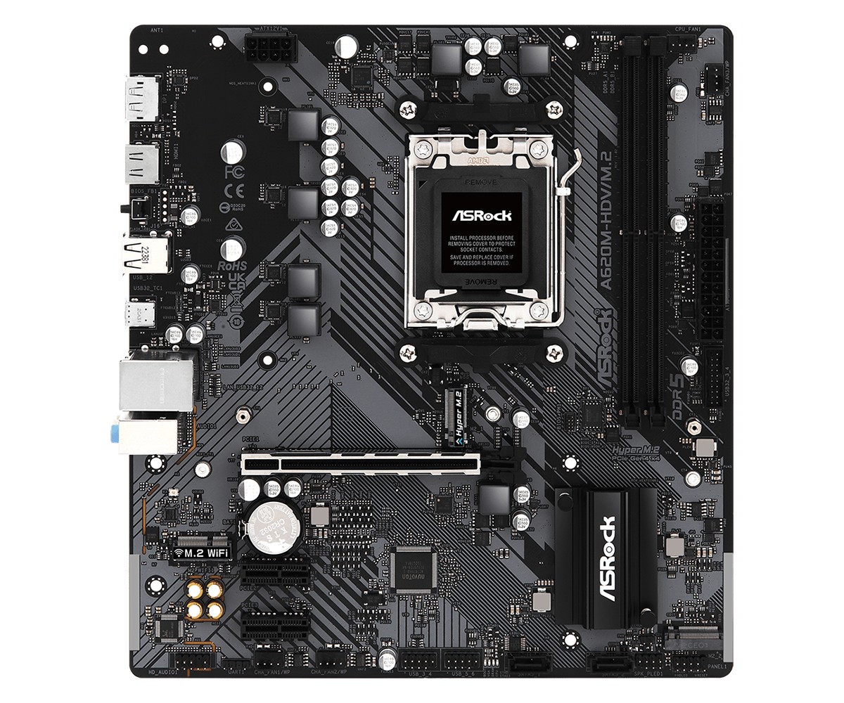 картинка Материнская плата ASRock AM5 A620 A620M-HDV/ M.2 2xDDR5 mATX от магазина КомпьютерЦентр