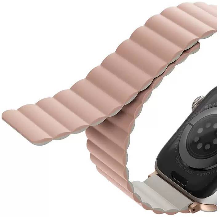 картинка Ремень силиконовый Uniq REVIX для Apple Watch 49/ 45/ 44/ 42 розовый/ бежевый (45MM-REVPNKBEG) от магазина КомпьютерЦентр