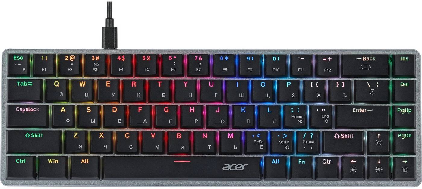картинка Клавиатура Acer OKW302 механическая серебристый USB Multimedia for gamer для ноутбука LED (ZL.KBDCC.01C) от магазина КомпьютерЦентр