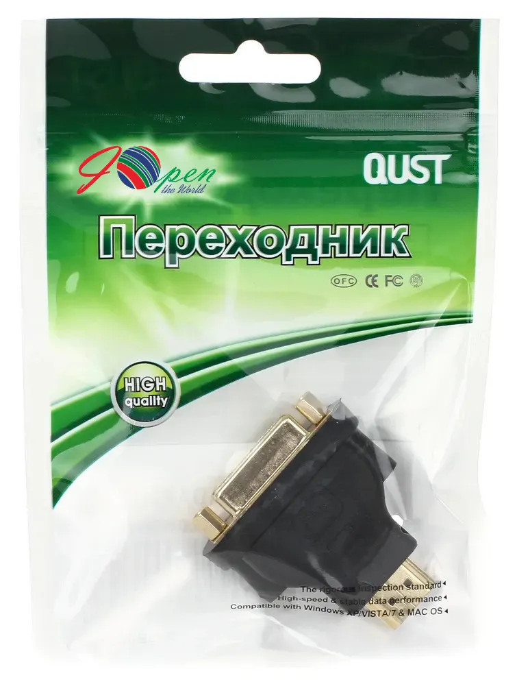 картинка Переходник DVI Aopen DVI-D 24+5F to HDMI 19M позолоченные контакты (ACA311) от магазина КомпьютерЦентр