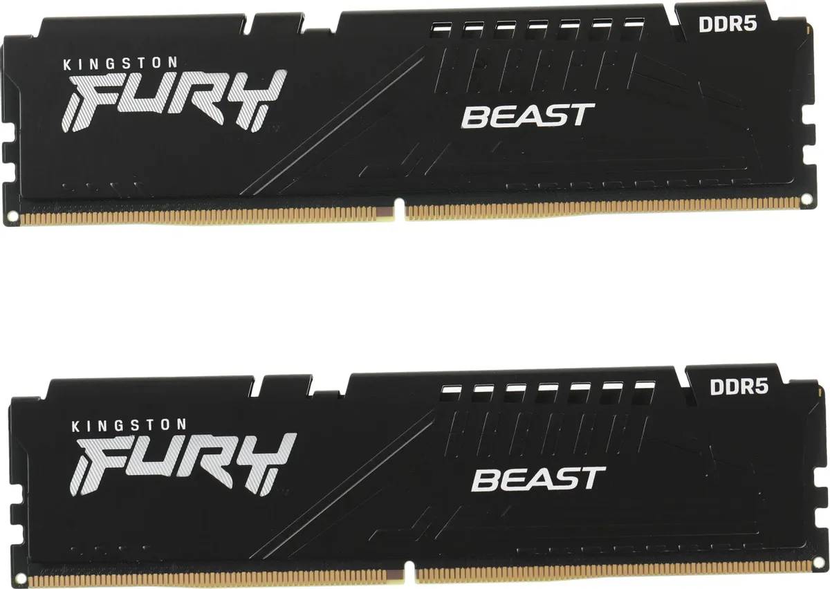 картинка DIMM DDR5 32Gb (2x16Gb) 6000MHz PC5-48000 Kingston Fury Beast Black Ret (KF560C40BBK2-32) от магазина КомпьютерЦентр
