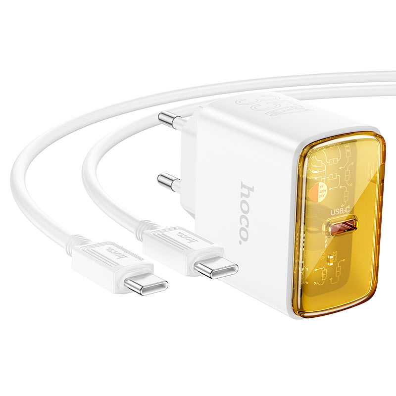 картинка СЗУ HOCO CS41A Smart single port PD35W charger set (Type-C to Type-C) white от магазина КомпьютерЦентр