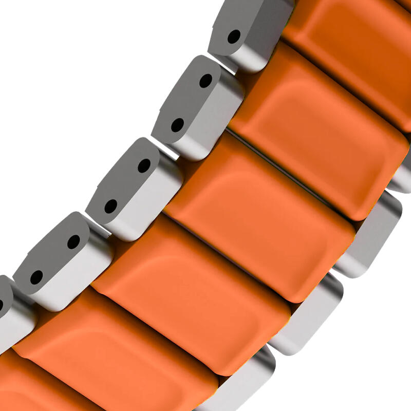 картинка Стальной ремень Uniq STROVA FLEX для Apple Watch 49/ 45/ 44/ 42, цвет натуральный титан/ оранжевый (TITANIUM SLIVER/ VOLT ORANGE) от магазина КомпьютерЦентр
