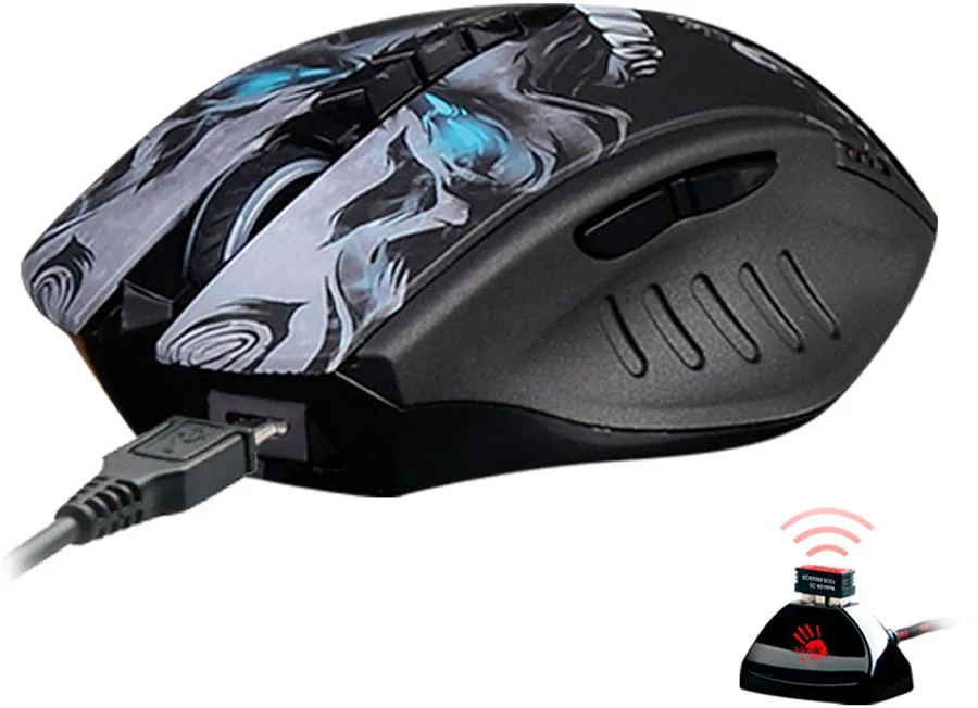 картинка Мышь A4Tech Bloody R80 Plus Skull черный/ рисунок от магазина КомпьютерЦентр