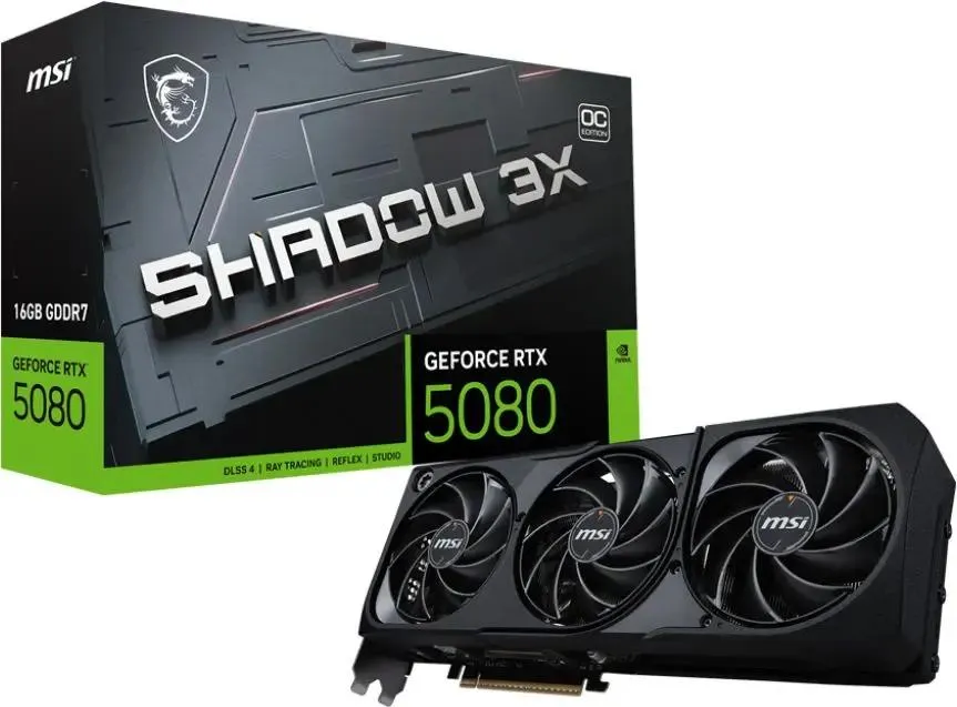 картинка Видеокарта 16Gb GDDR7 GeForce RTX 5080 SHADOW 3X OC MSI (RTX 5080 16G SHADOW 3X OC) от магазина КомпьютерЦентр