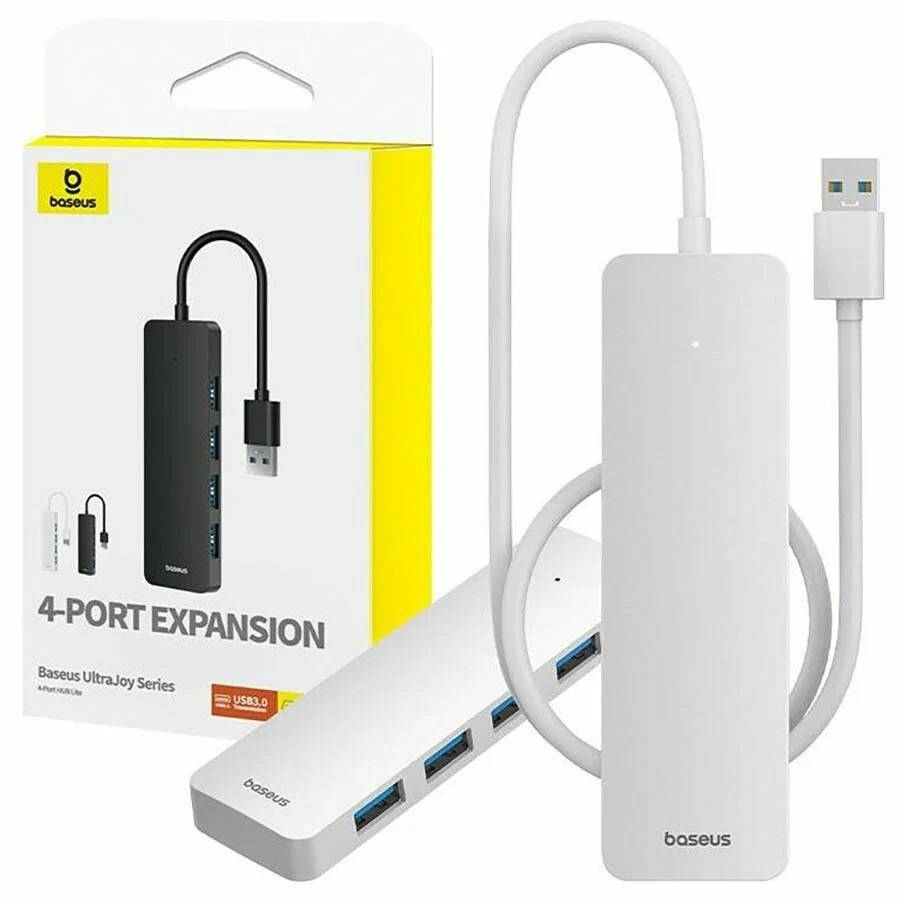картинка HUB 4-port Baseus UltraJoy Series Moon White B0005280B211-00 от магазина КомпьютерЦентр