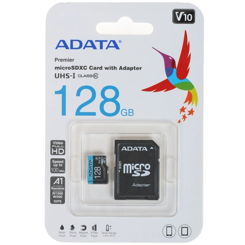 картинка Карта памяти 128Gb microSDXC A-Data Premier Pro + adapter (AUSDX128GUICL10A1-RA1) от магазина КомпьютерЦентр