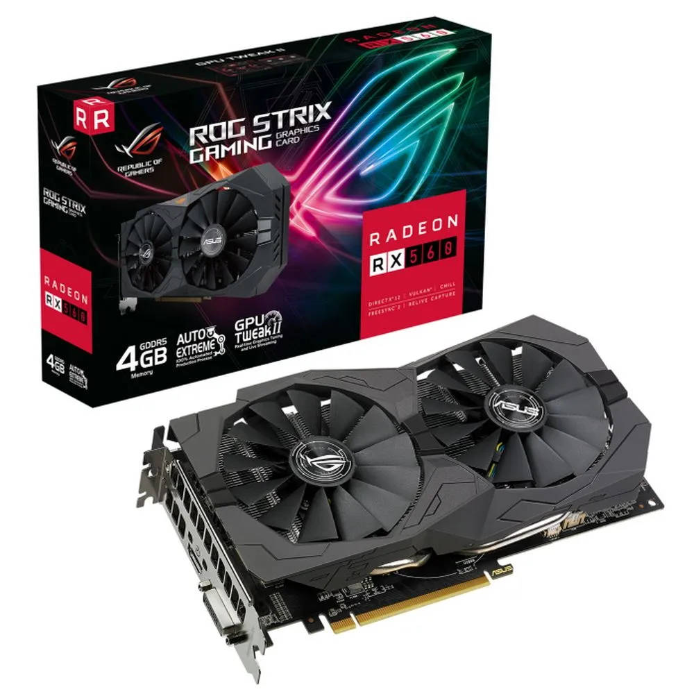 картинка Видеокарта 4Gb DDR5 AMD Radeon RX 560 Asus ROG Strix Gaming V2 (ROG-STRIX-RX560-4G-V2-GAMING) от магазина КомпьютерЦентр