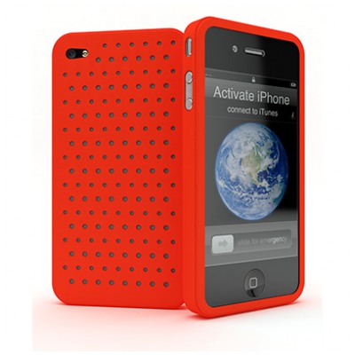 картинка Чехол Cygnett Molecule Perforated Silicone Case Red for iPhone 4 (CY0098CPMOL) от магазина КомпьютерЦентр