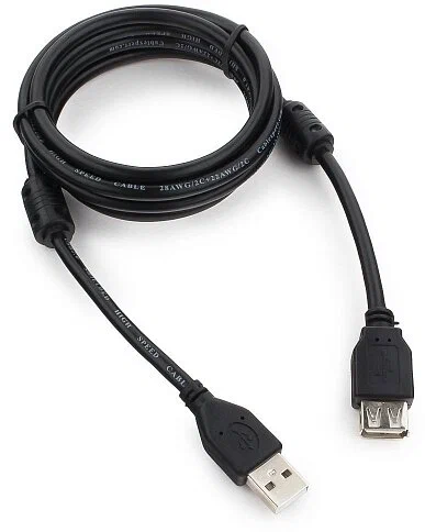 картинка Кабель USB 2.0 A->F 1.8m CCF-USB2-AMAF-6, Gembird, премиум c ферритовой серцевиной от магазина КомпьютерЦентр