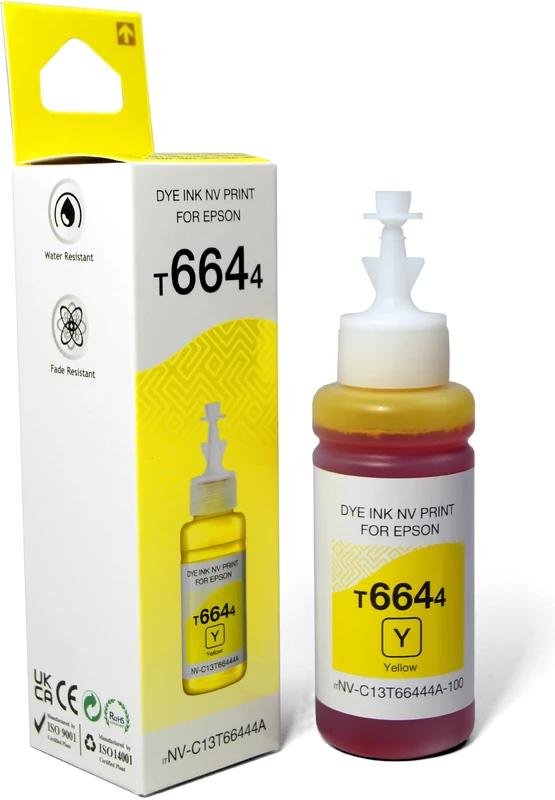картинка Чернила NVPrint T6644 (NV-C13T66444A) для аппаратов Epson L100, L110, L120, L130, L132, L210, L222 (70 мл) Yellow совместимые от магазина КомпьютерЦентр