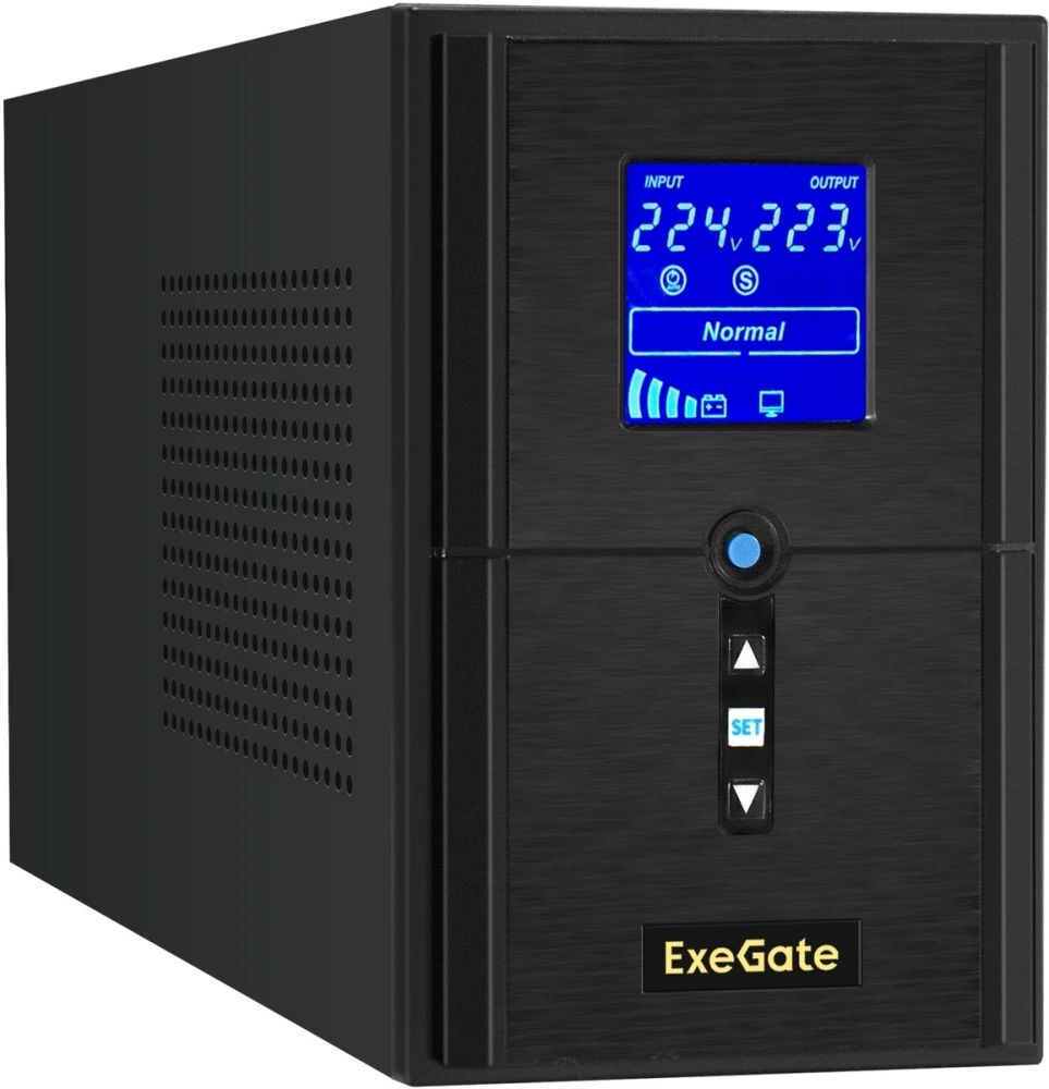 картинка Комплект (EX296795RUS) ИБП EX295987RUS + батарея 45Aч EX285666RUS 2шт (инвертор, синус, для котла) ExeGate SineTower SZ-1000.LCD.AVR.2SH.1C13.USB 1000VA/ 800W, LCD дисплей, AVR, 2*Schuko+1*C13, USB, лин-интер, черный> + батарея Ex от магазина КомпьютерЦентр