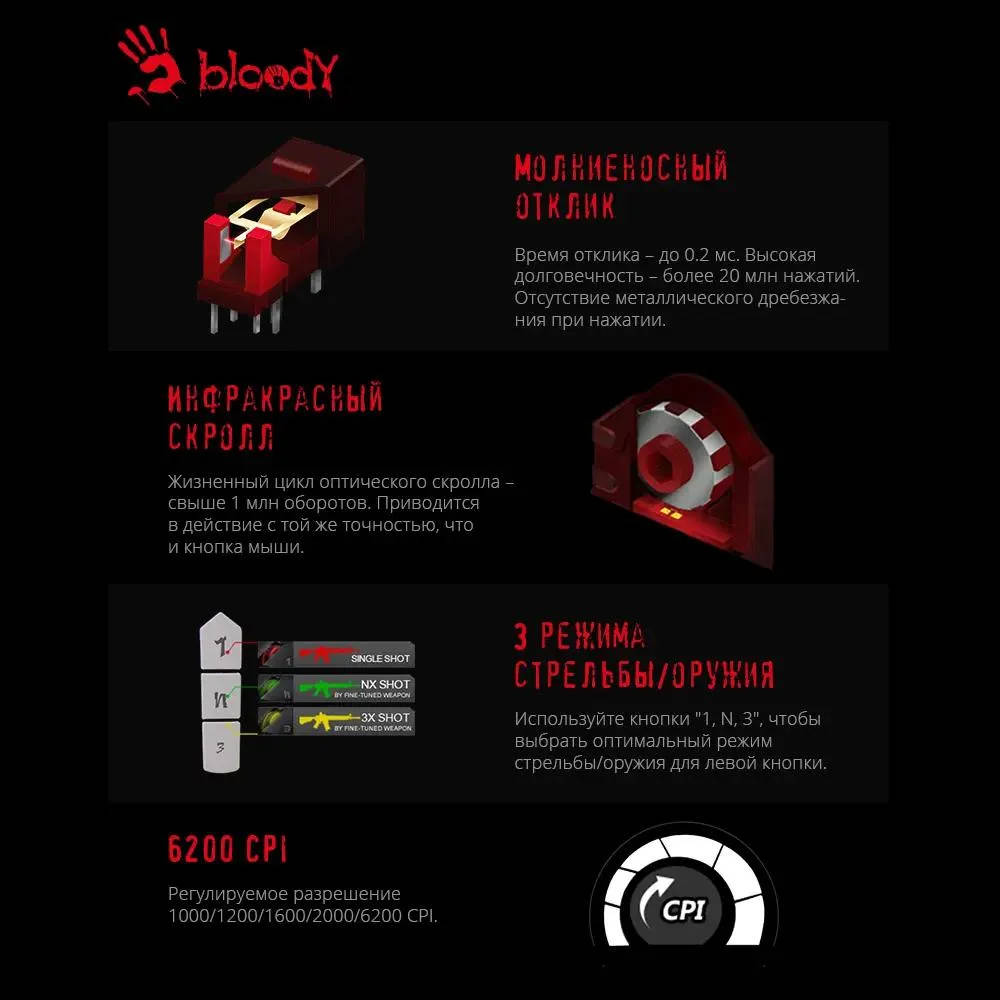 картинка Мышь A4Tech Bloody A70 черный/ рисунок от магазина КомпьютерЦентр