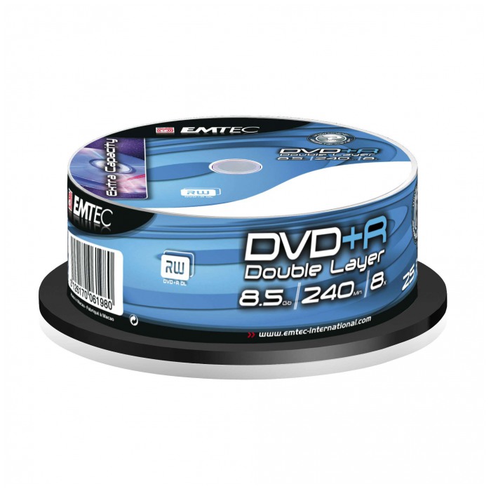 картинка Диски Emtec DVD+R DL 8,5Gb 8x 25pcs Cake от магазина КомпьютерЦентр