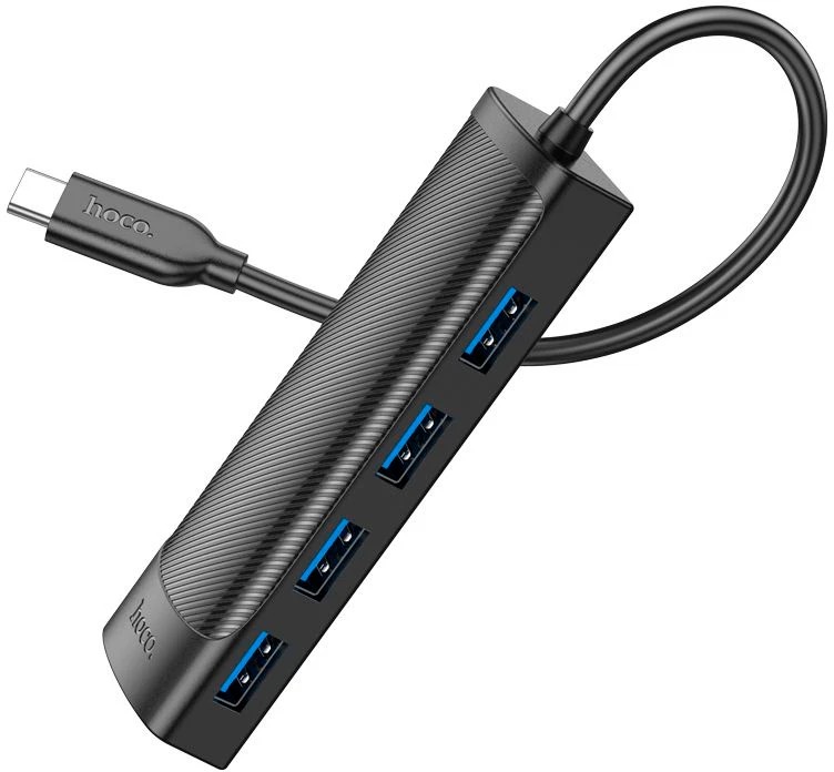 картинка HUB 4-port Hoco HB41, 4xUSB3.0, 0.2м, черный от магазина КомпьютерЦентр