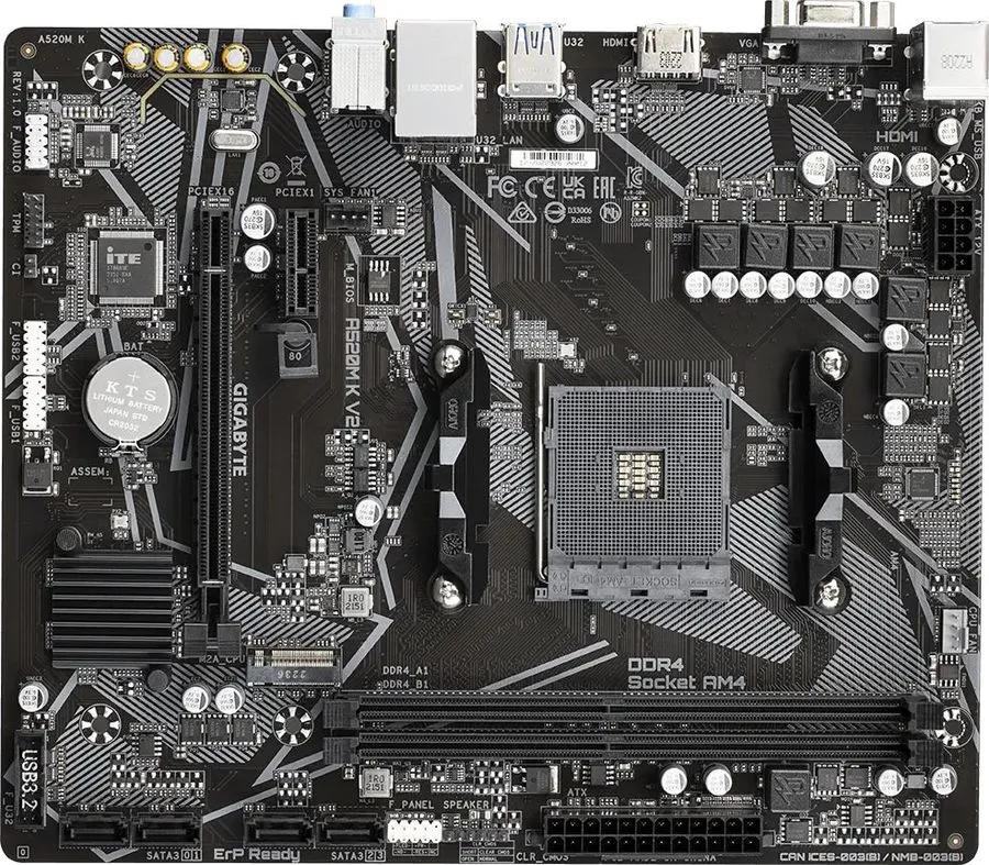 картинка Материнская плата Gigabyte A520M K V2 Soc-AM4 AMD A520 2xDDR4 mATX от магазина КомпьютерЦентр