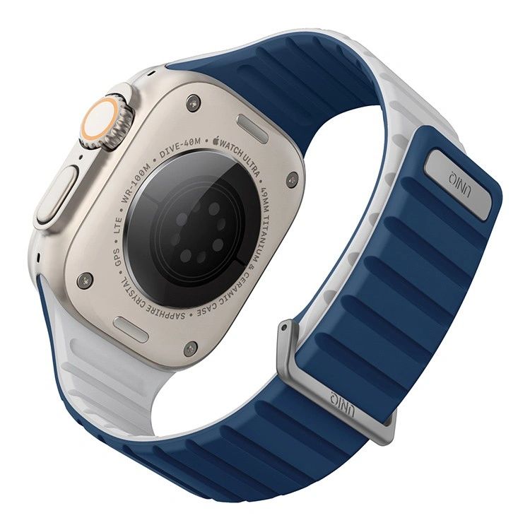 картинка Ремень силиконовый Uniq REVIX EVO для Apple Watch 49/ 45/ 44/ 42MM, цвет синий/ серый (ROYAL BLUE/ CHALK) от магазина КомпьютерЦентр