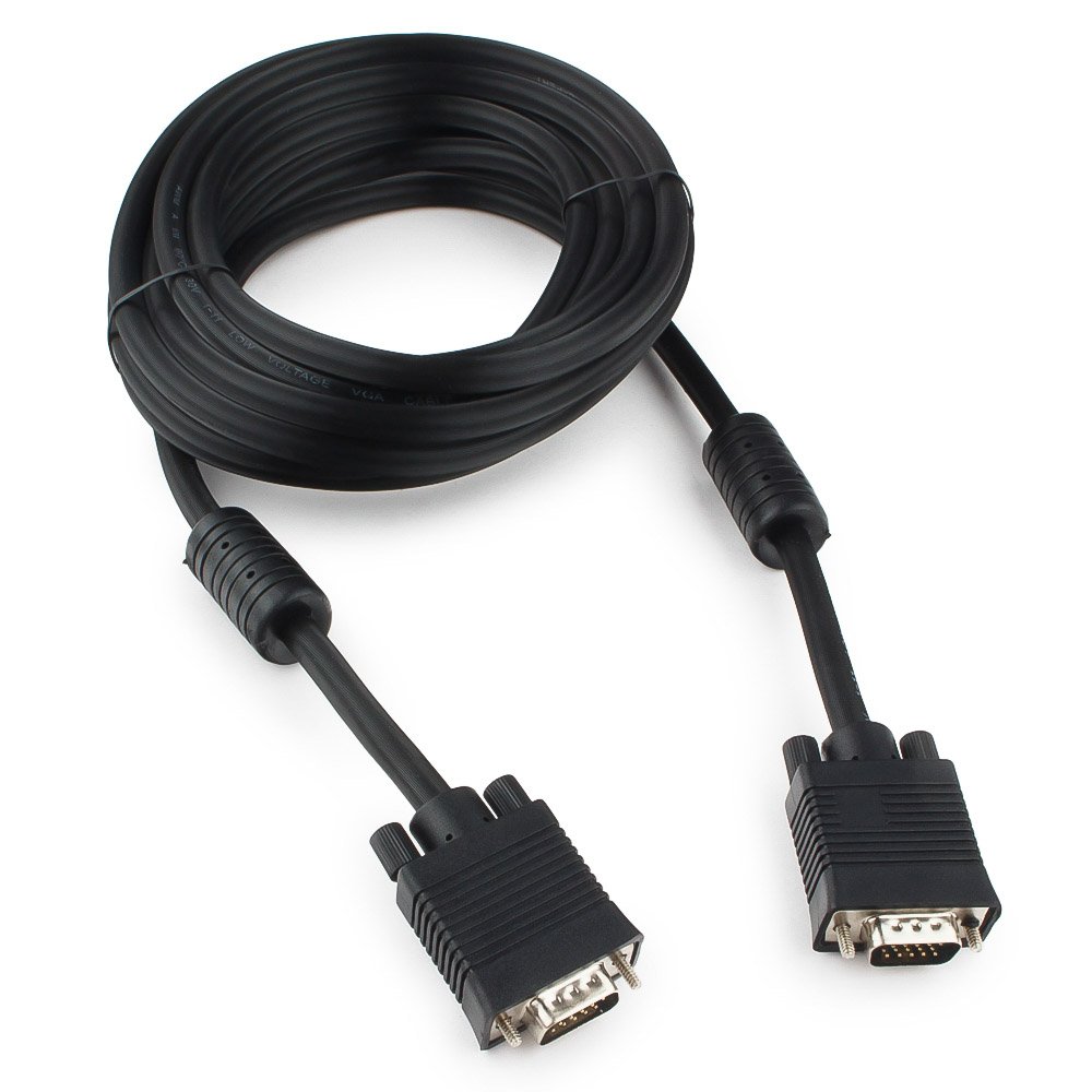 картинка Кабель CC-PPVGA-5M-B, Gembird, VGA HD15M папа/ HD15M папа, двойной экран, премиум качество, с 2-мя ферритами, 5 м, черный от магазина КомпьютерЦентр