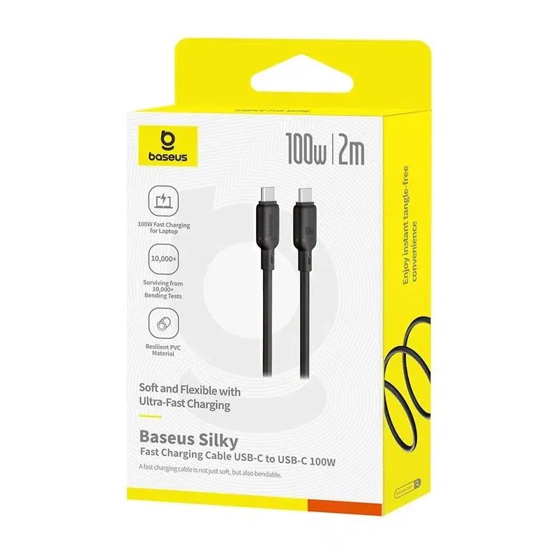 картинка Кабель OS-Baseus Silky Series Fast Charging Cable Type-C to Type-C 100W 2m Cluster Black от магазина КомпьютерЦентр