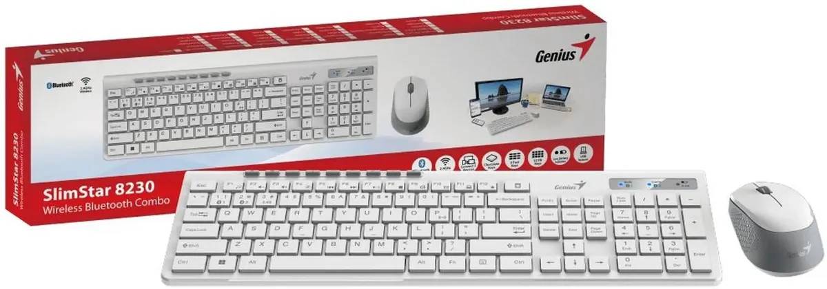 картинка Комплект беспроводной Genius SlimStar 8230 White (31340015402) от магазина КомпьютерЦентр