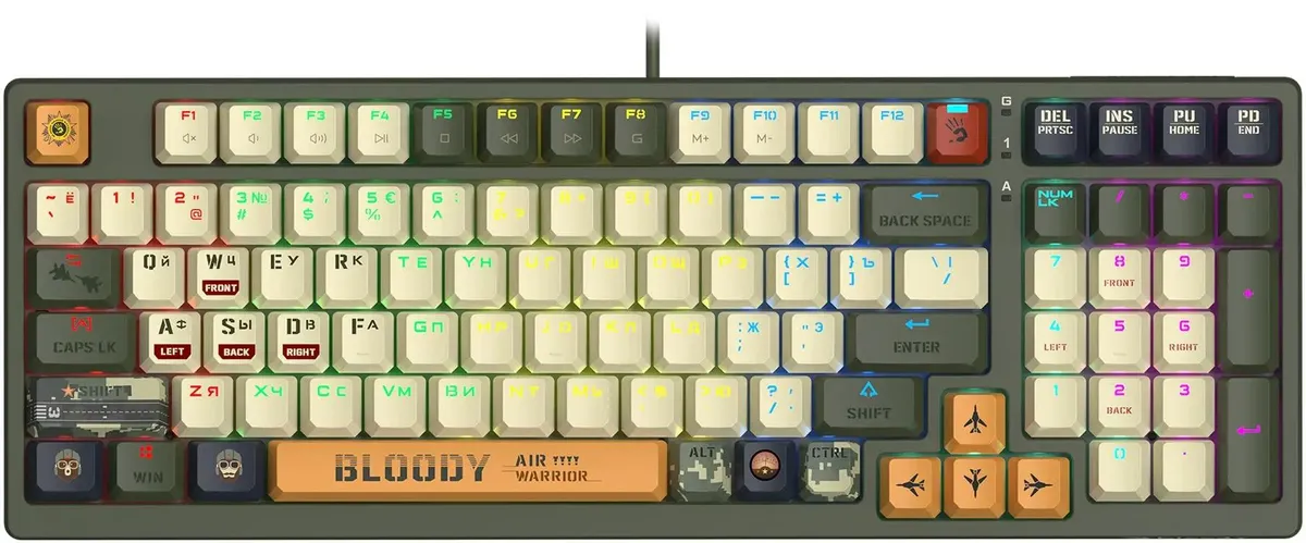 картинка Клавиатура A4Tech Bloody S98 Aviator, зеленый, for gamer, LED (S98 AVIATOR) от магазина КомпьютерЦентр