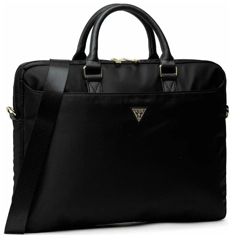 картинка Сумка Guess для ноутбуков 15'' Nylon computer bag with Triangle metal logo Black от магазина КомпьютерЦентр
