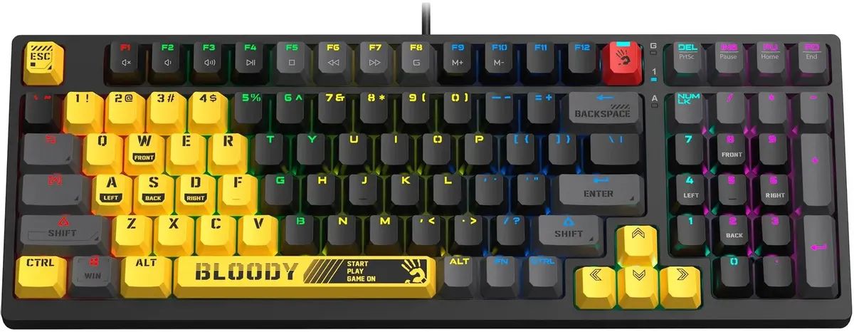 картинка Клавиатура A4Tech Bloody S98 механическая Sports Lime BLMS Plus проводная USB желтый/ серый (S98 SPORTS LIME BLMS RED PLUS) от магазина КомпьютерЦентр