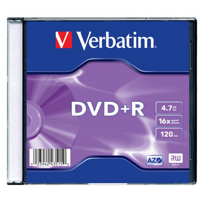 картинка Диск Verbatim DVD+R 4,7Gb 16x Slim от магазина КомпьютерЦентр