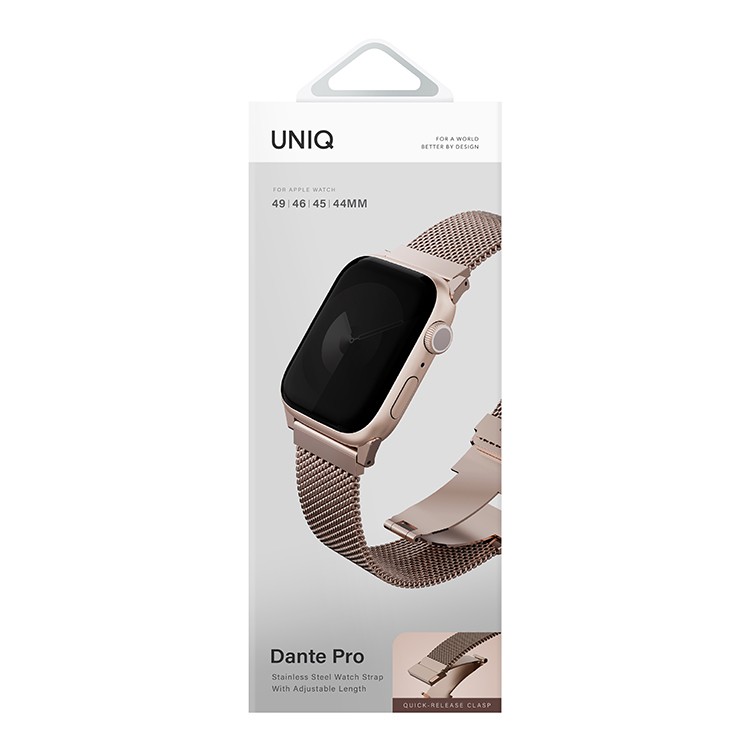картинка Стальной ремень мелкое плетение Uniq DANTE PRO для Apple Watch 49/ 45/ 44/ 42мм METALLIC ROSE (49MM-DANPMRSE) от магазина КомпьютерЦентр