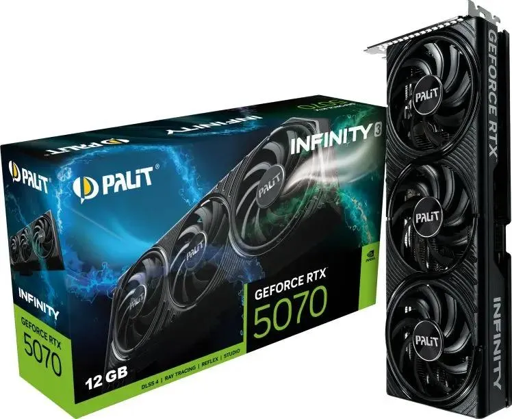 картинка Видеокарта 12Gb GDDR7 GeForce RTX 5070 PA-RTX5070 Palit INFINITY 3 12GB 192bit 2325/ 28000 HDMIx1 DPx3 HDCP Ret (NE75070019K9-GB2050S) от магазина КомпьютерЦентр