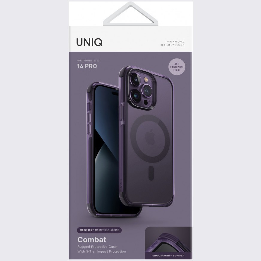 картинка Чехол Uniq HYBRID MAGCLICK CHARGING (MagSafe) COMBAT для iPhone 14 Pro 6.1'', фиолетовый (PURPLE) IP6.1P(2022)-COMAFMPUR от магазина КомпьютерЦентр